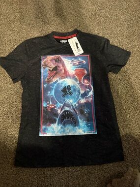 Xtraordinary Black Graphic Kids Tee with Multicolor Sci‑Fi Print